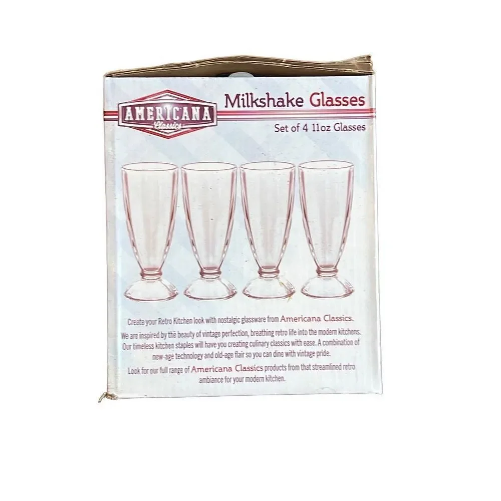 Americana Classics Set‎ of 4 Milkshake Glasses new
